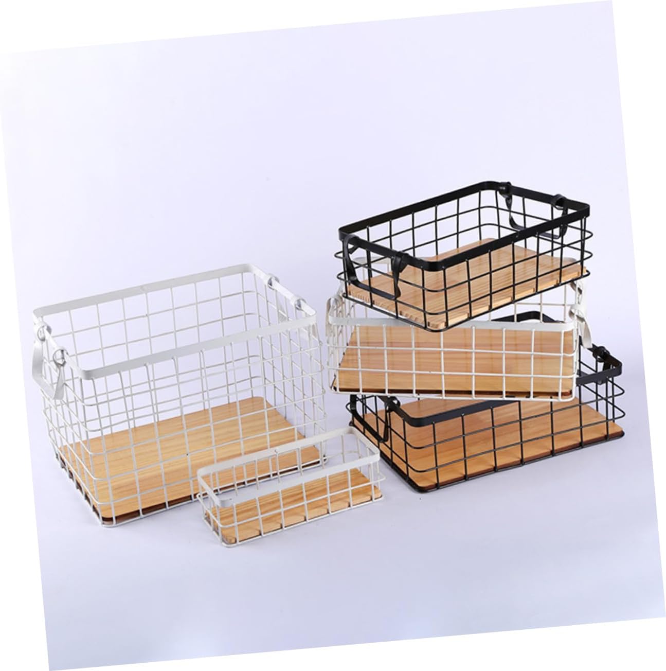 Luxshiny Rectangular Black Wire Kitchen Storage Basket with Base Multipurpose Fruit and Snack Organizer Lightweight Household Container for Pantry and Countertop Use