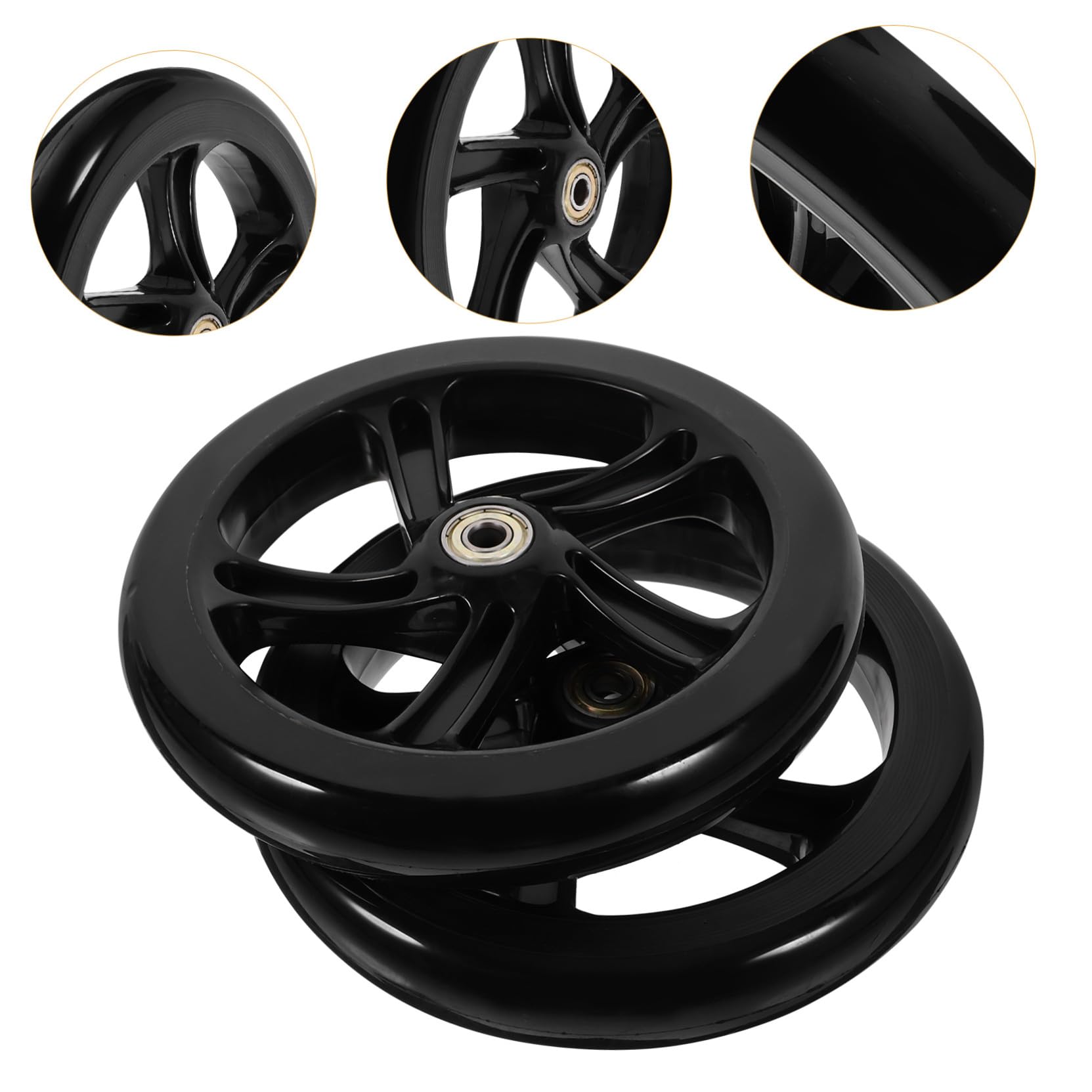 COLLBATH 2 Pièces Roues de Scooter PU Résistantes à l'usure Lot de Roues Flexibles pour Trottinette Fauteuil à et Skate Installation Facile