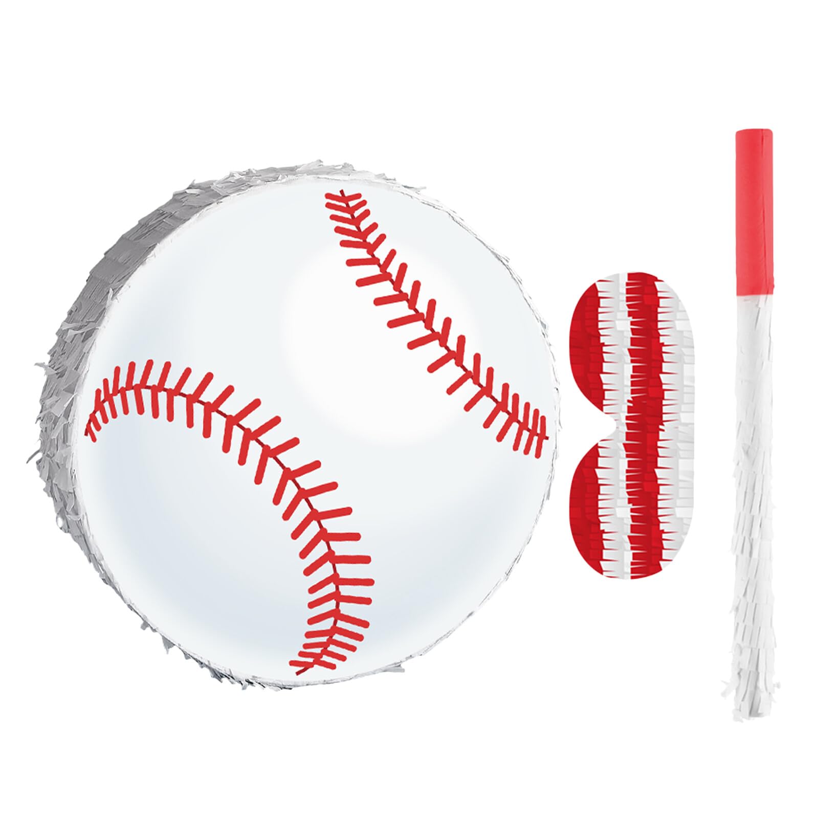 Piñata de Béisbol Colgante para Fiestas Infantiles con Bate y Antifaz Decoración Temática Deportiva para Cumpleaños Juego Recreativo para Papel Resistente y Confeti Incluido