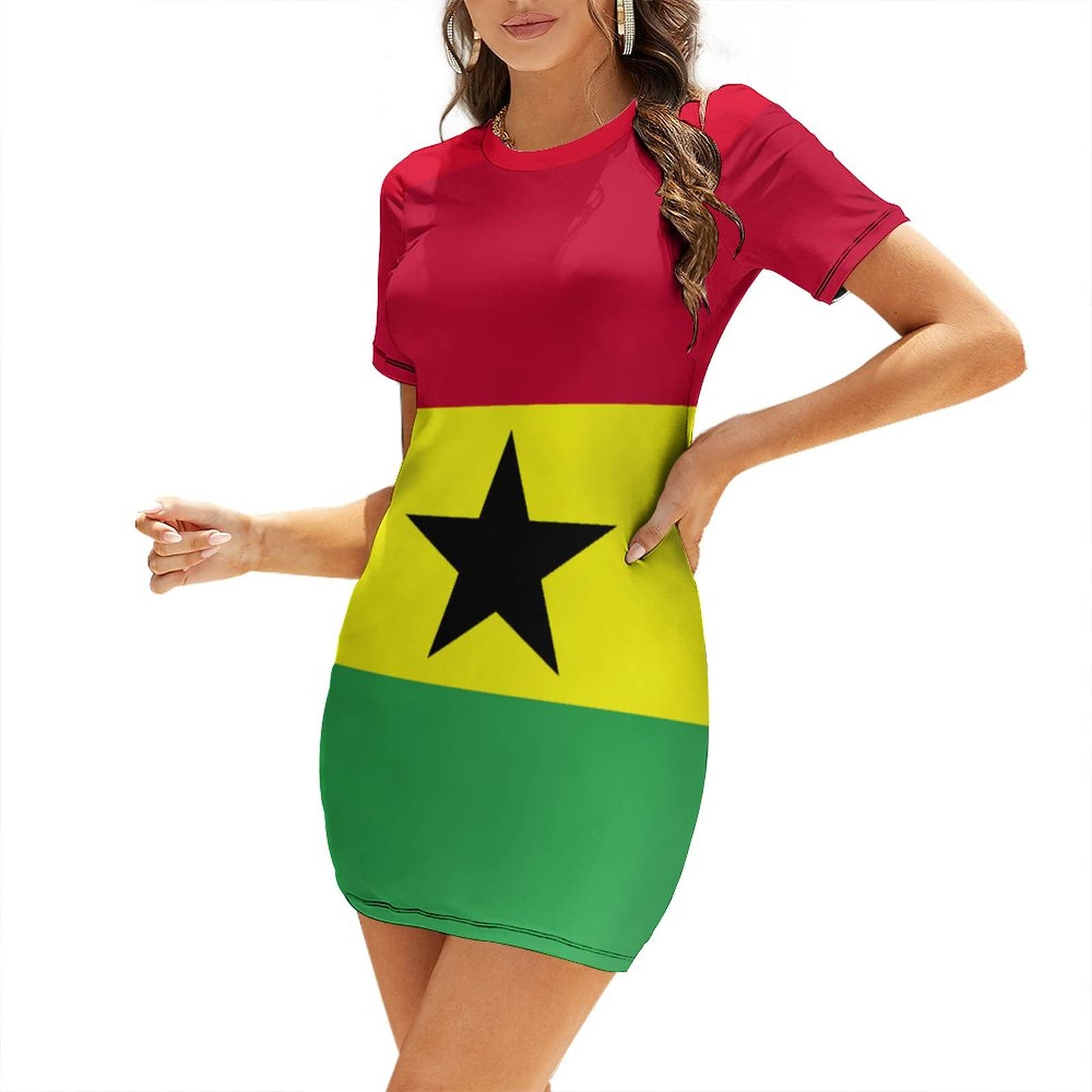 Amazon.com: MAIPHUONGANH Ghana Flag Women's Dress Summer Crew Neck Casual  Wear : Clothing, Shoes & Jewelry