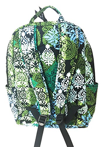 Vera Bradley Laptop Backpack (Updated Version) with Solid Color Interiors (Caribbean Sea with Navy Interior)2