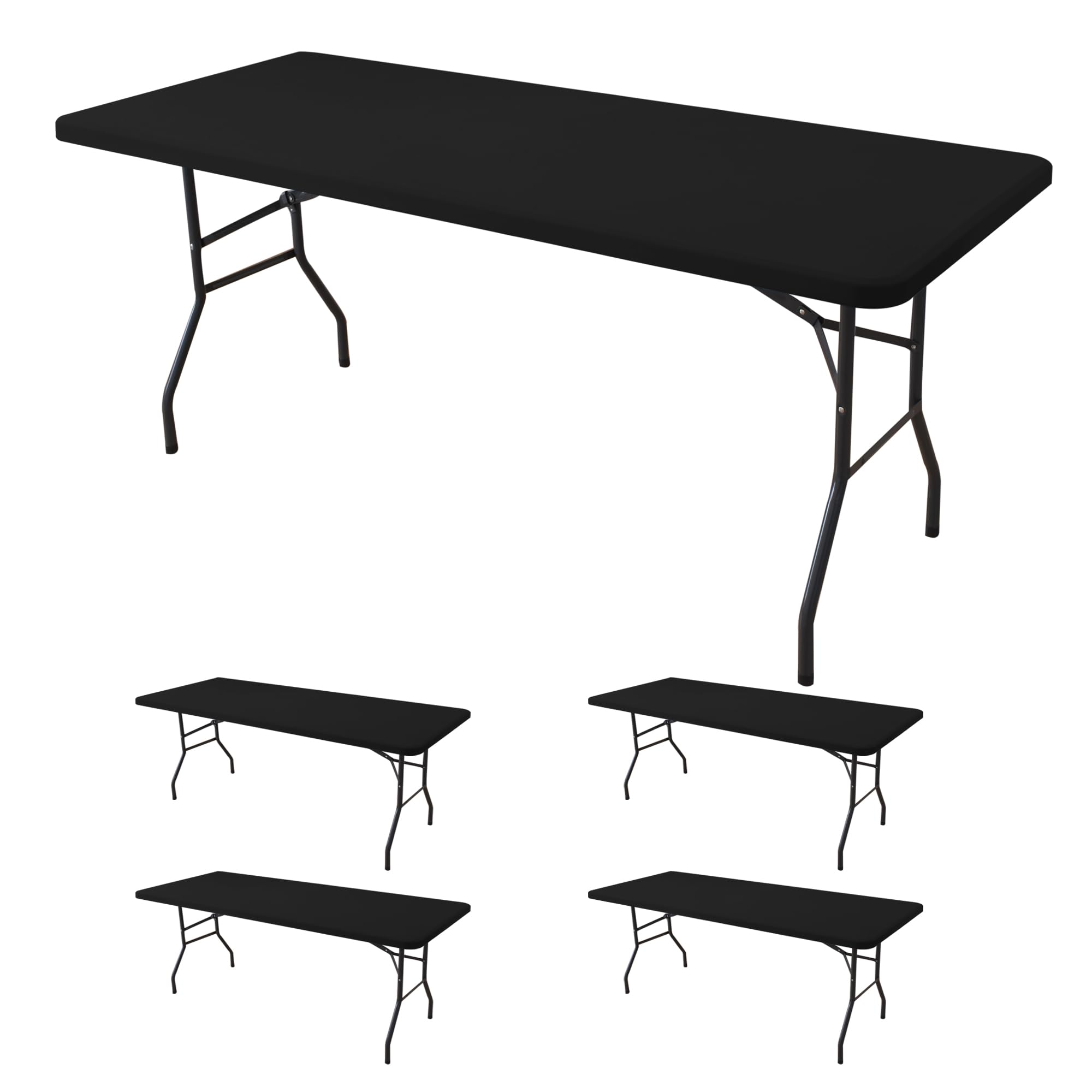 Black Fitted Tablecloth - 6ft Rectangle -17 Black Fitted Tablecloth - 6ft Rectangle -17