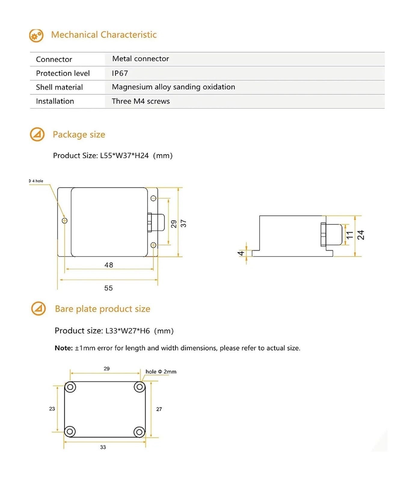CHBMSS Dual Axis Tilt Sensor Inclinometer, Output Serial RS232 Digital Angle Level Meter