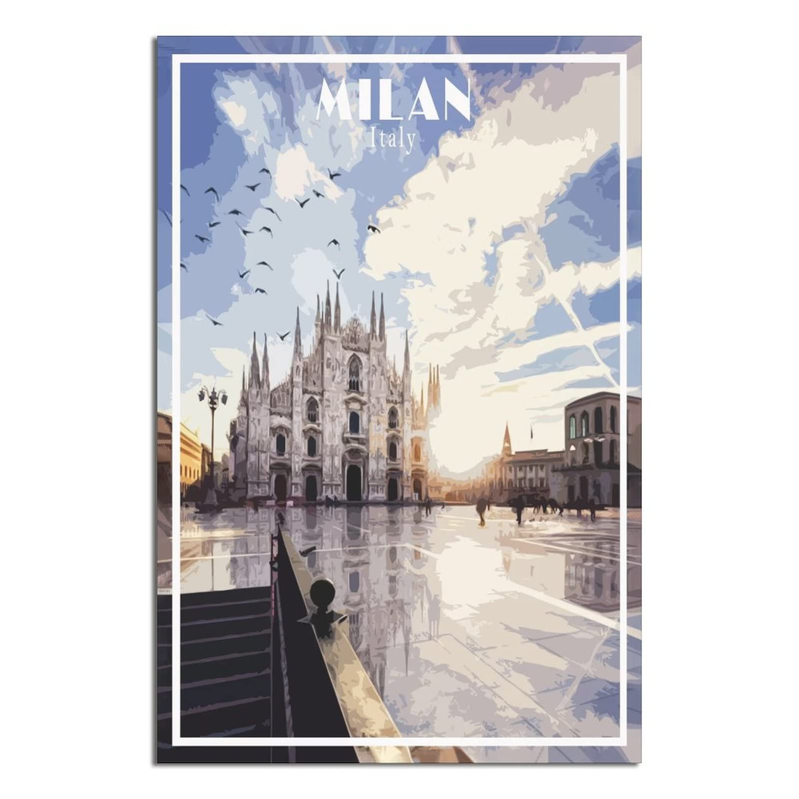 Kziwq T288 Metal Tin Sign Milan Italy Tin Sign Vintage Rustic Decor Cave Coffee Shop Bar Bedroom Home Wall Decor Nostalgic Tin Sign 20X30cm