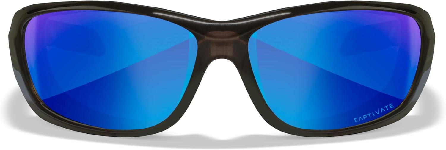 Wiley X WX Gravity Captivate Polarized Sunglasses, Safety Glasses for Men and Women, UV Eye Protection for Fishing Black Crystal Frames, Blue Mirror Tinted Lenses - Image 4