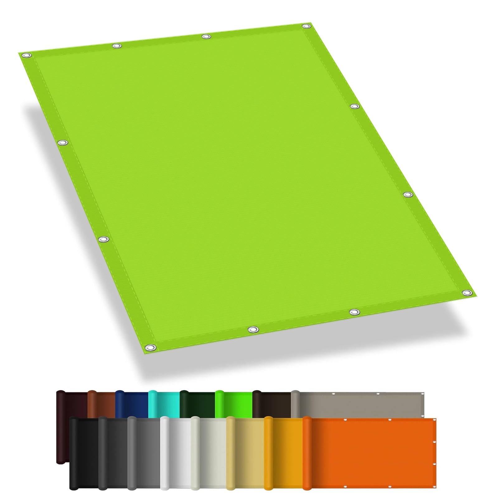 Voile d'ombrage étanche 6 x 6.5 m vert tendre avec corde de fixation pour pergola