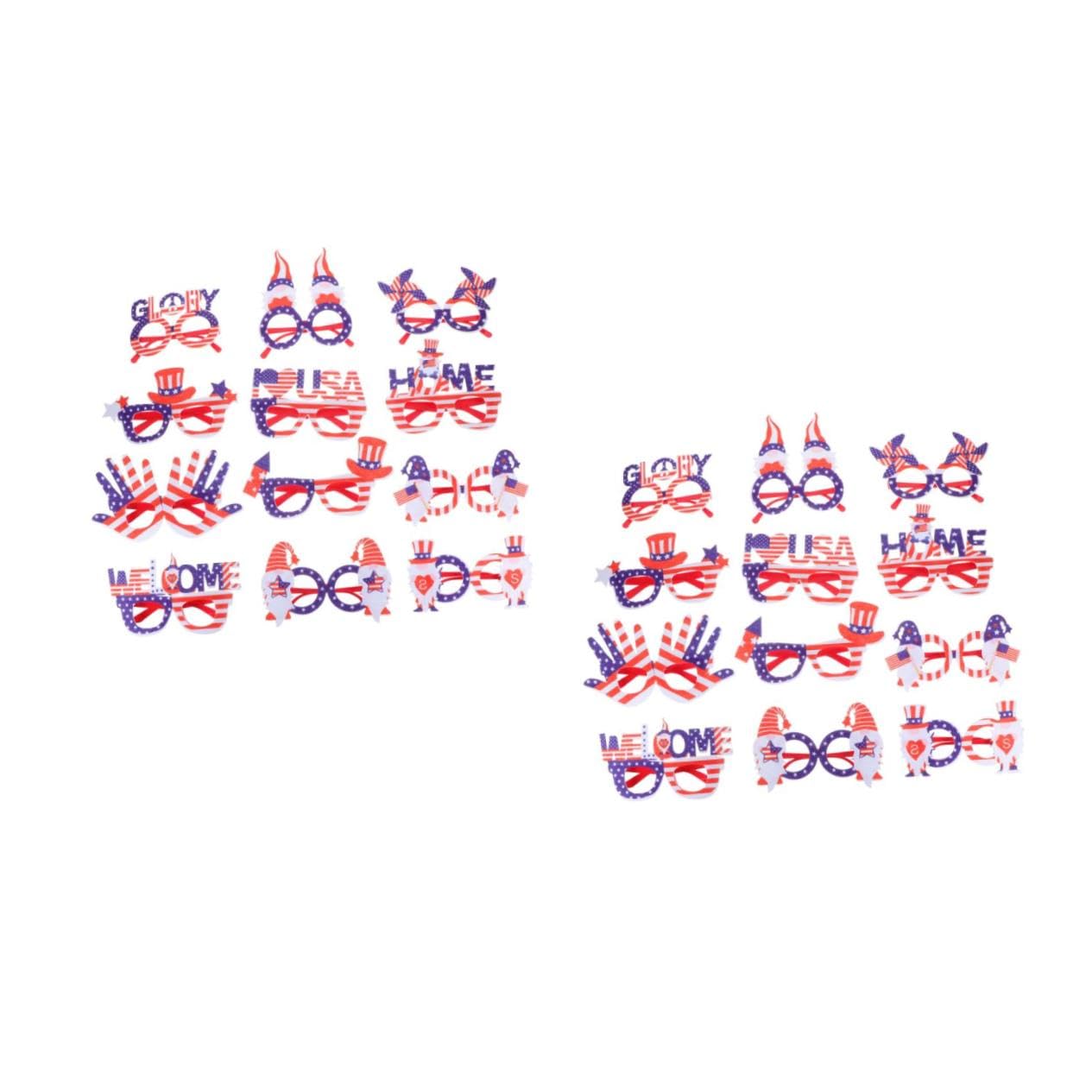 Amosfun 2 Ensembles Montures De Lunettes pour Le Jour De L'Indépendance Fantaisie Fournitures De Fête pour La Fête du Travail Faveurs Base De Lunettes pour Le 12 pièces * 2