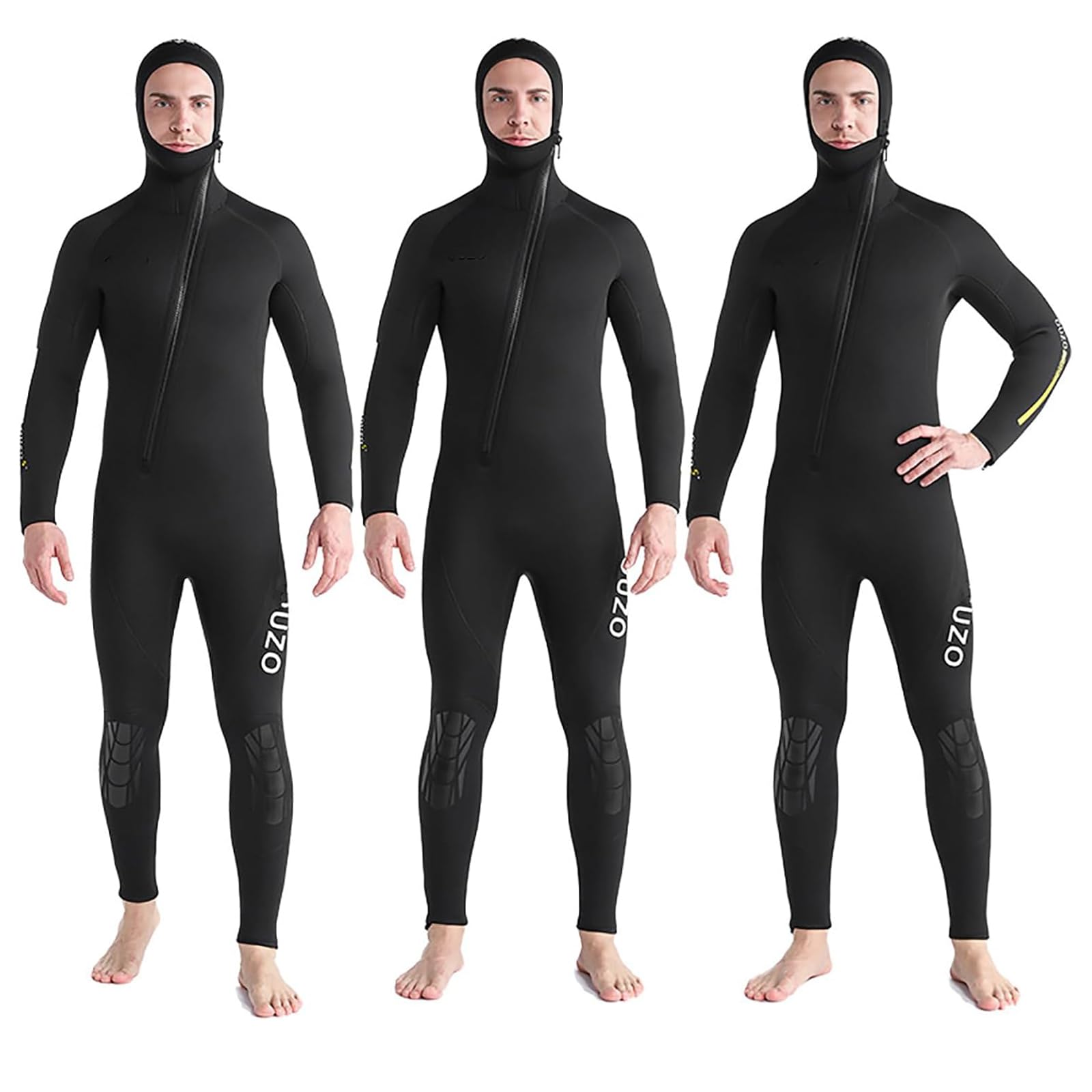 Combinaisons Humides 5 mm pour Hommes Femmes avec Capuche, Combinaison De Plongée Néoprène Ultra Extensible, Combinaison Intégrale avec Fermeture Éclair Avant, Tenue Bain Chaude,Men,XL