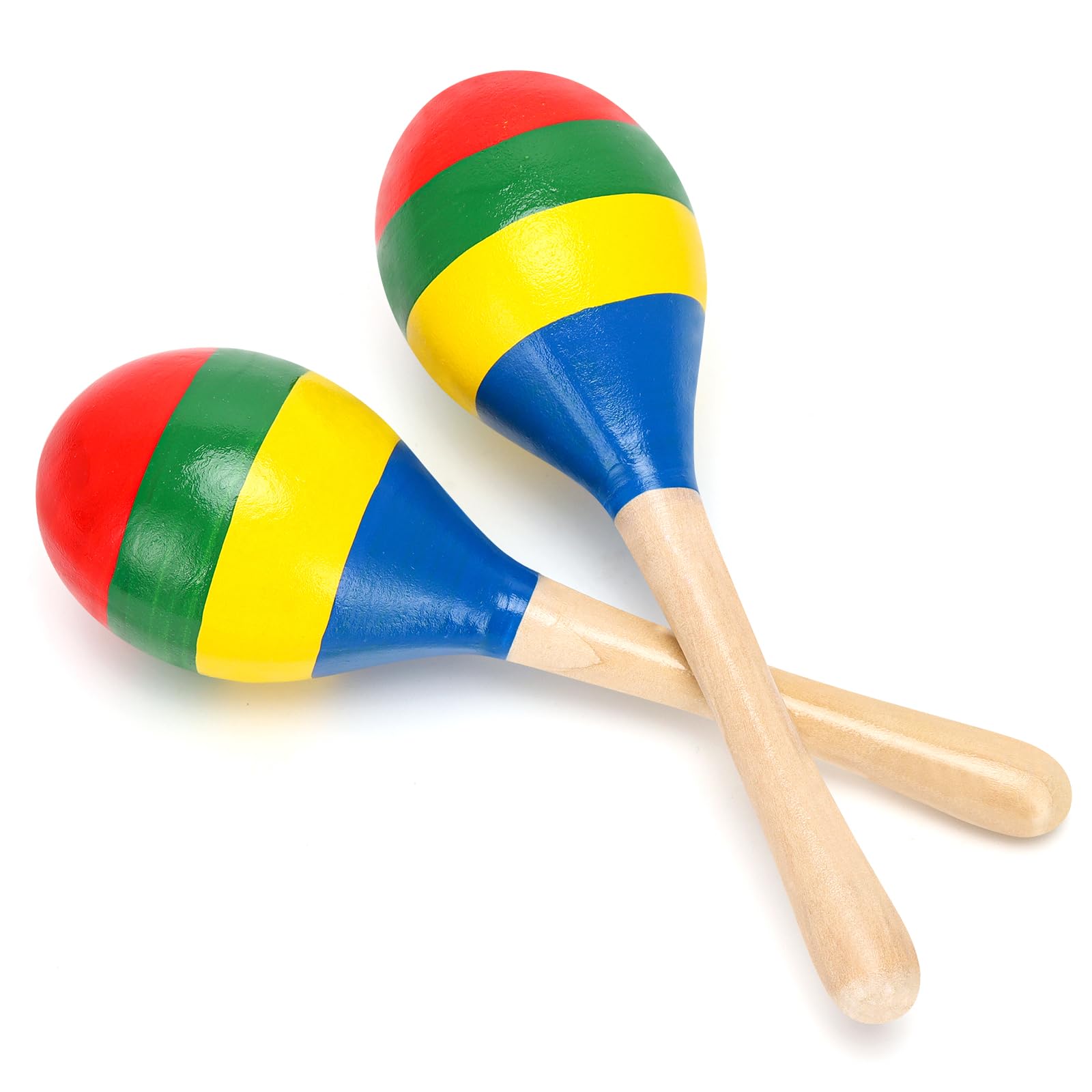 Photo 1 of 2 Pcs Maracas, 7.9 Inch Hand Percussion Rattles, Wooden Rumba Shaker Hand Musical Instruments with Clear Rhythm for Music Learning (Colorful-7.9 Inch)