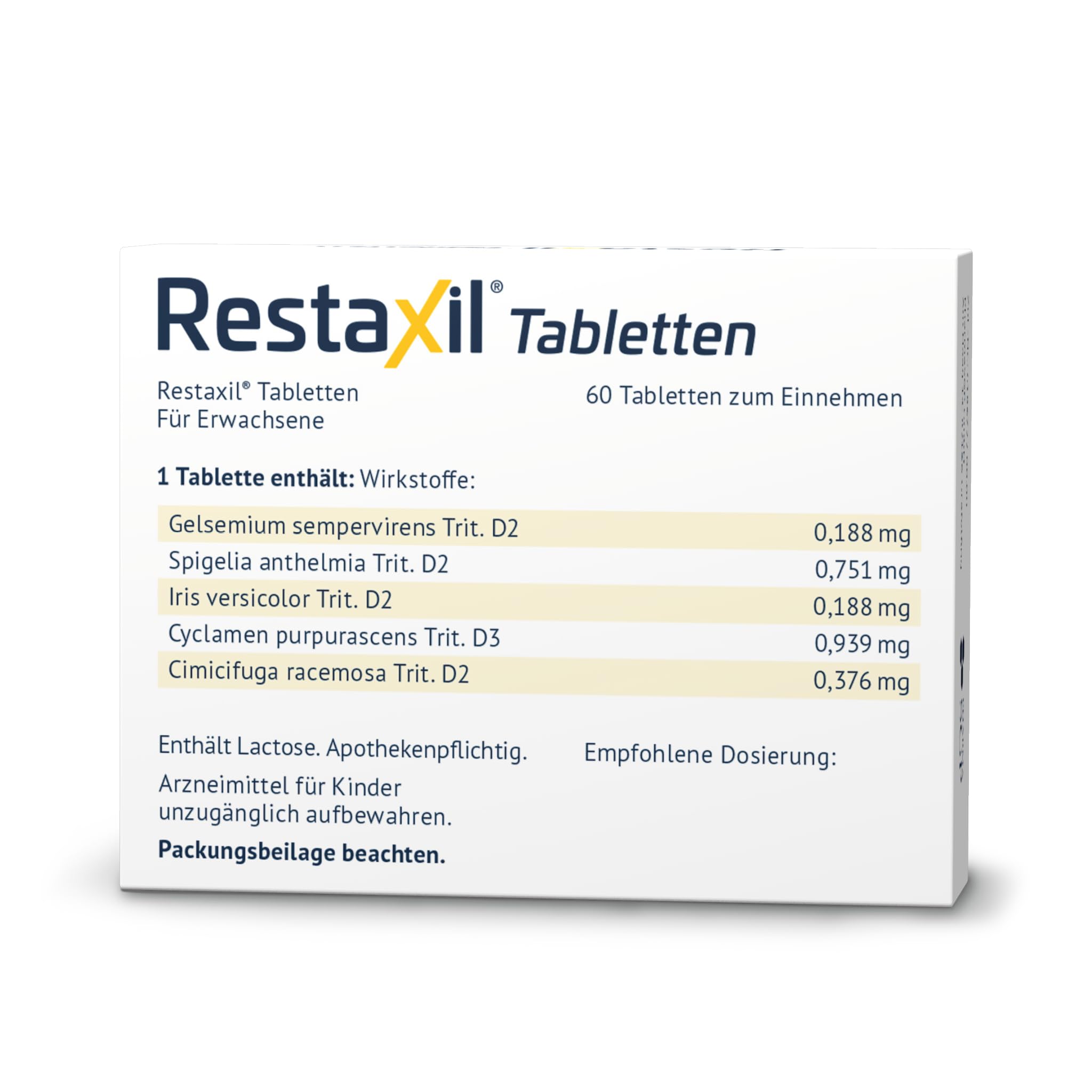 Restaxil® Tabletten [60 Stück] – Natürliches Arzneimittel bei Nervenschmerzen wie Neuralgien, Migräne & Ischias – lindert stechende, ausstrahlende Schmerzen – gut verträglich & rezeptfrei