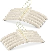 JSHANGER 17 Inch Padded Satin Hangers for Sweaters, Dresses & Lingerie - No Shoulder Bump, Anti-Slip, Heavy Duty Pack of 10 Ivory