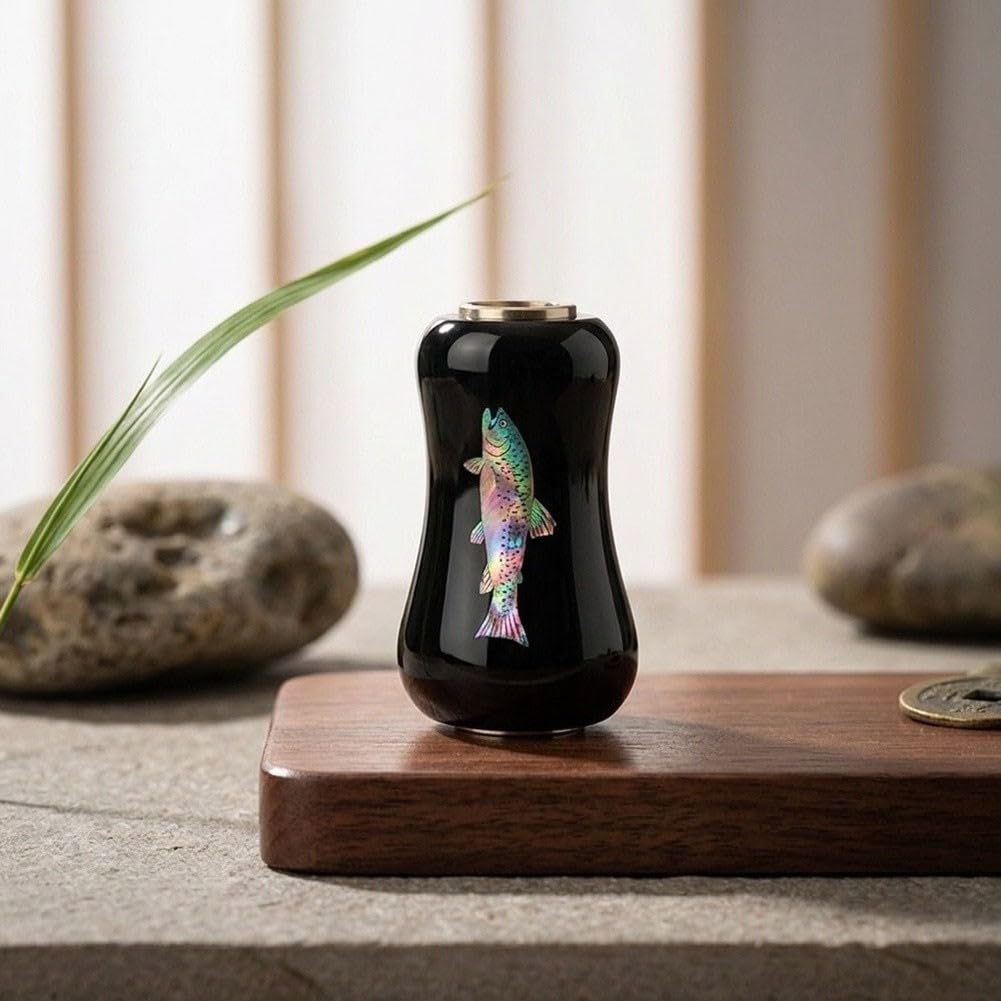 Manico in legno laccato per mulinelli da pesca con intarsi in madreperla, manico in legno massiccio per mulinelli da 500-3000, foro ergonomico da 4 mm (singolo)