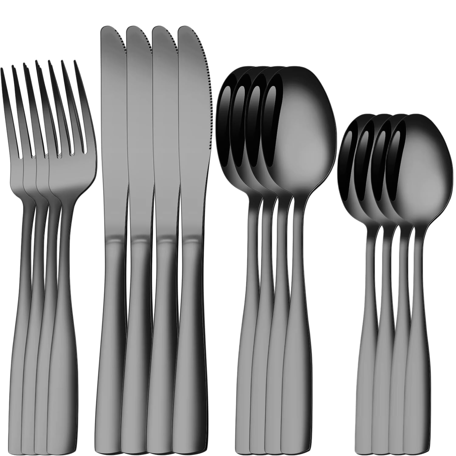 Naidev Silverware Set for 4, 16-Piece 18/10 Stainless Steel Flatware Set,Forged Cutlery Set Matte Finish for Home,Restaurant and Parties, Dishwasher Safe.