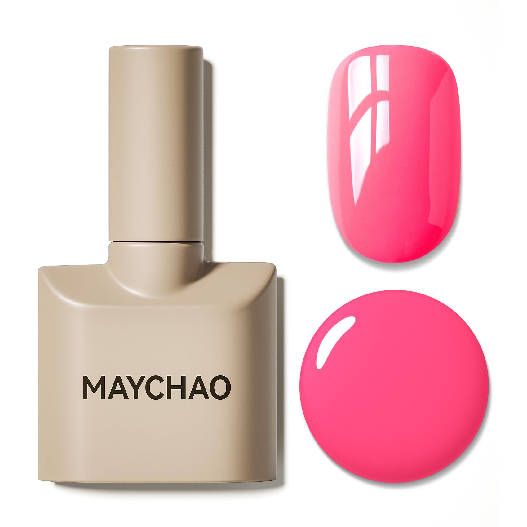 MAYCHAO 15ML Gel Nail Polish 1Pc Bright Pink Gel Polish Soak Off UV LED Nail Lamp Curing Nail Polish for Nail Art Manicure Salon DIY at Home, 0.5 OZ