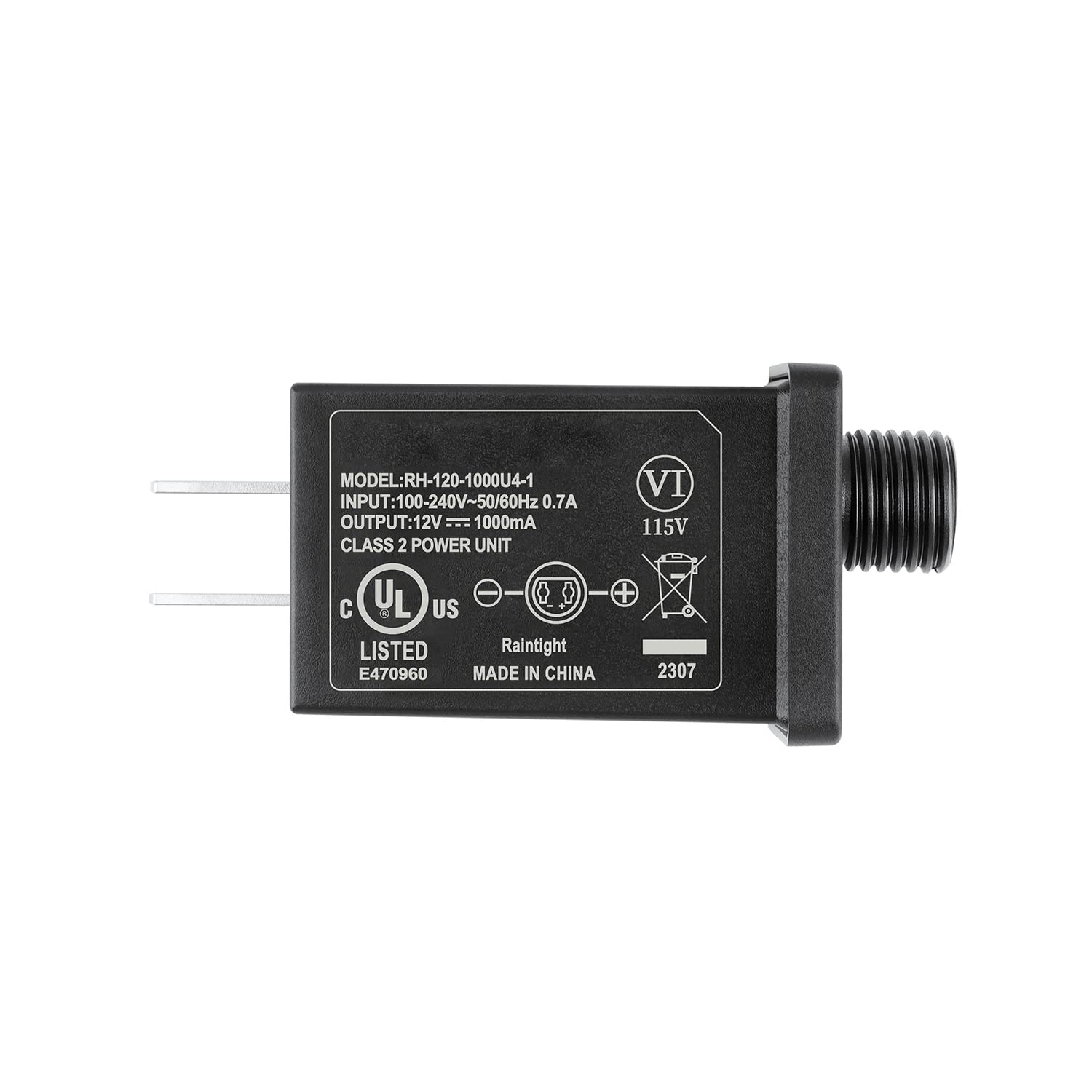 K-MAINS 12V 1A Class 2 Power Supply LED Transformers Replacement Yard Inflatable Adapter for String Light Outdoor Low Voltage LED Controller IP44 Waterproof for Christmas Tree