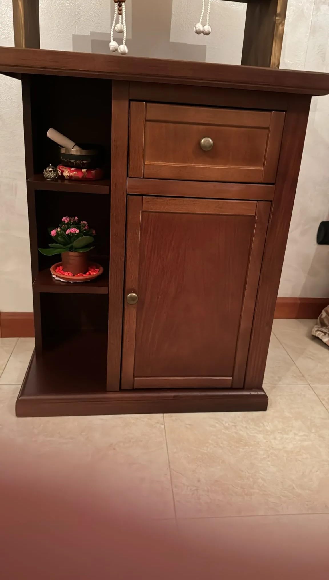 Vicentini arreda MOBILE PORTA TELEFONO ENTRATINA IN LEGNO NOCE SCURO ARTE POVERA