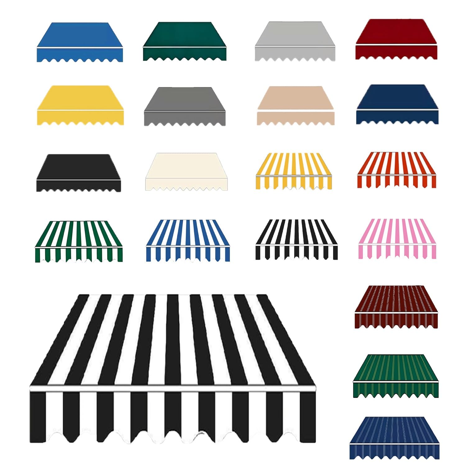 Awning Waterproof Fabric Replacement, 2 3.5 3.8 5 6 m Polyester Canopy Cover for Deck Backyard Garden Balcony, Many Sizes Sun Shade Canvas Cloth with UV Protection(Black White,B4.5mxH2.5m)