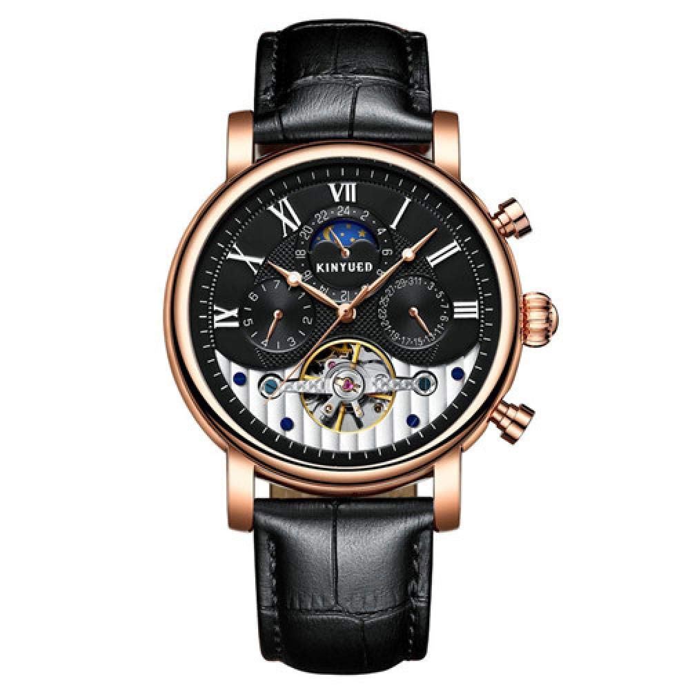 Men's Watches,Kinyued Automatic Watch Moon Phase Mechanical Watches Skeleton Waterproof, C