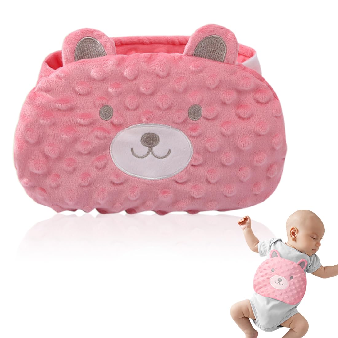 MOLZINY rosa Microondas Calefacción Cinturón de Vientre para Bebés Bolsa de agua caliente para bebé anticólico con relleno natural Cólicos y Gas Alivio Suave Cubierta de Felpa