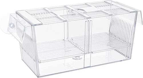Pawfly Caja de cría de peces de acuario Tanque de incubadora de incubadora de incubadora de acrílico con ventosas Caja de aislamiento grande para