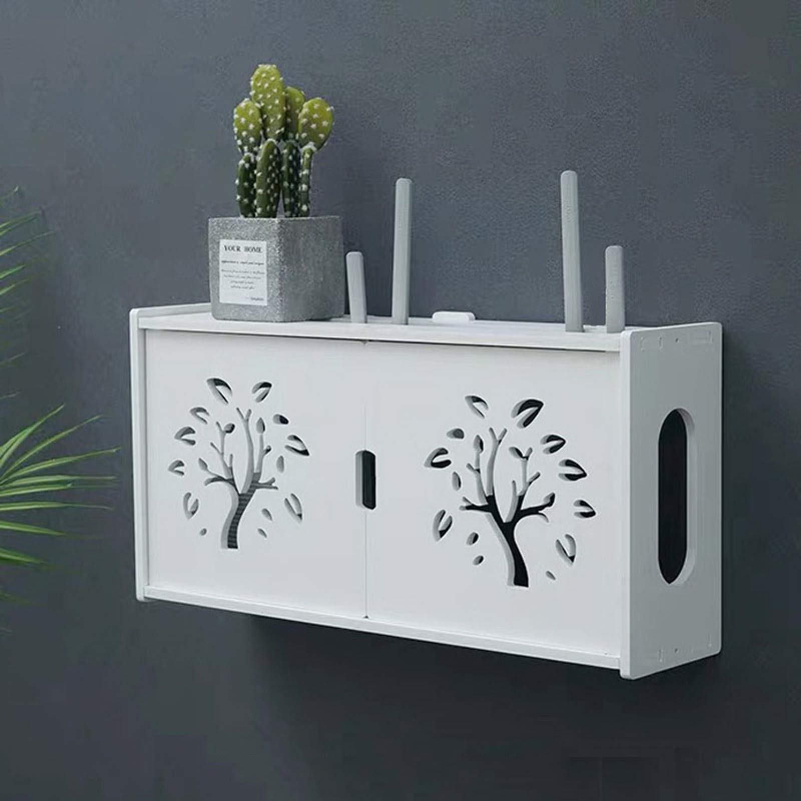 Scaffale per router da parete, bianco scatola di immagazzinaggio per router WiFi, TV decoder scatola di immagazzinaggio da parete, router storage box, D…