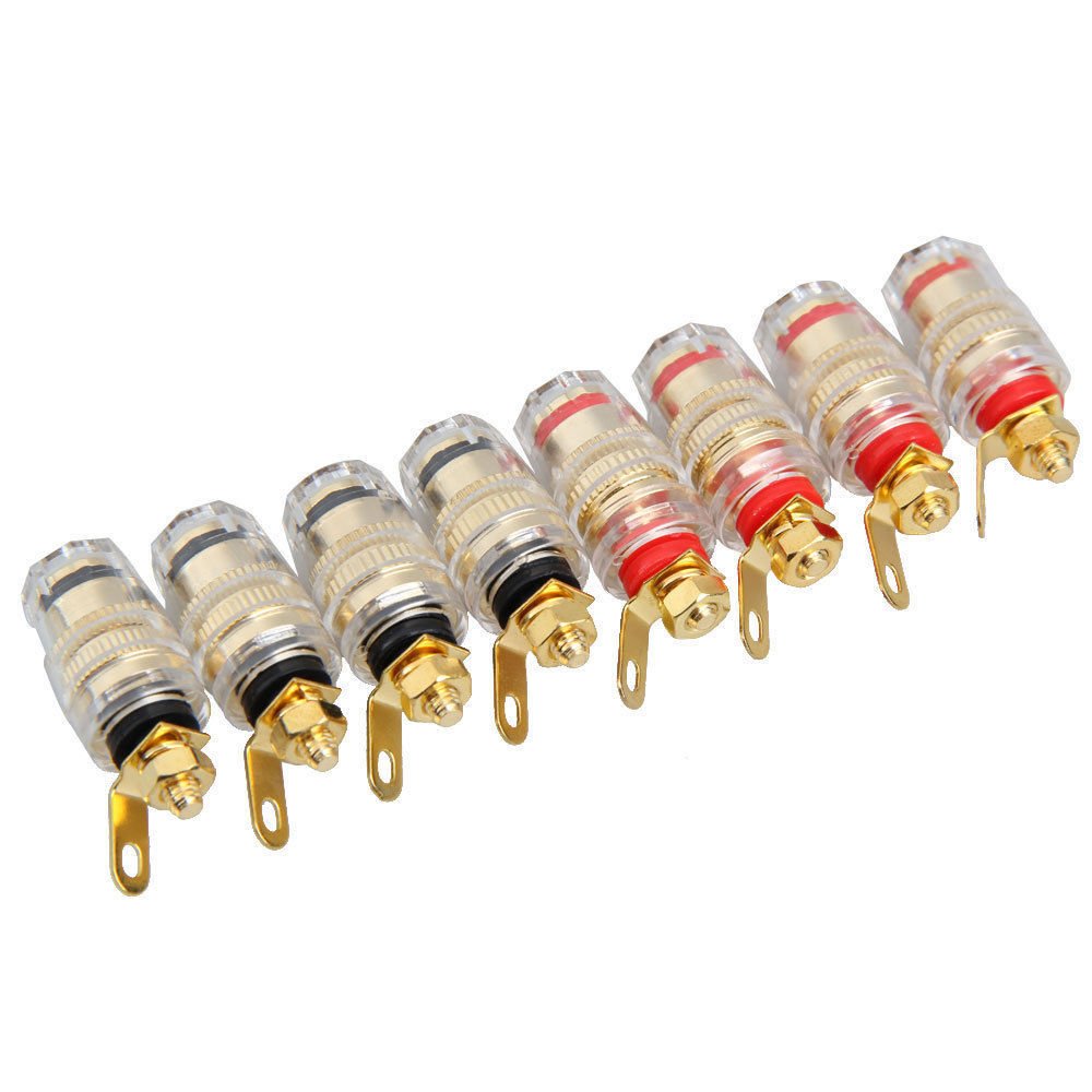 12 Connettori Banana 4mm Per Altoparlanti E Amplificatori – Morsetti Rossi E Neri