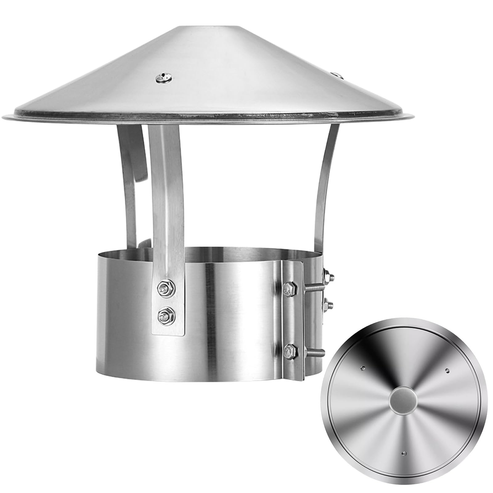 Comignolo in Acciaio Inox, Cappello per Camino Conico Cappa, Comignolo Antivento Antipioggia, per Scarico Fumi ø75-315 mm, Copertura per Camino(315mm/13in)