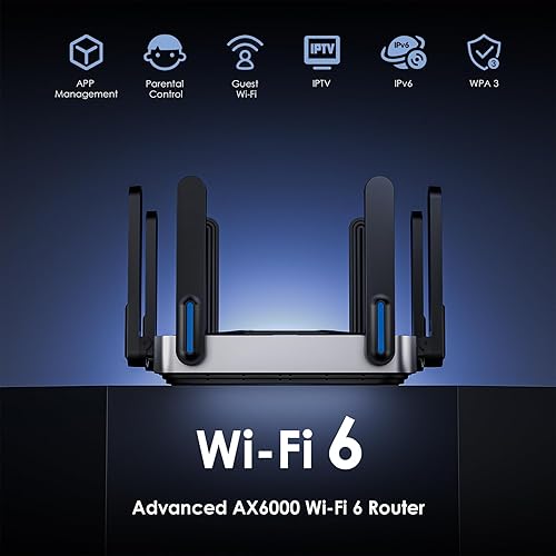 Miniatura 2 de WAVLINK Router WiFi 6 AX6000 de doble banda, puerto WANLAN de 2.5 Gbps, cubre hasta 2,150 pies cuadrados y 256 dispositivos, antenas de 8 x 5 dBi,