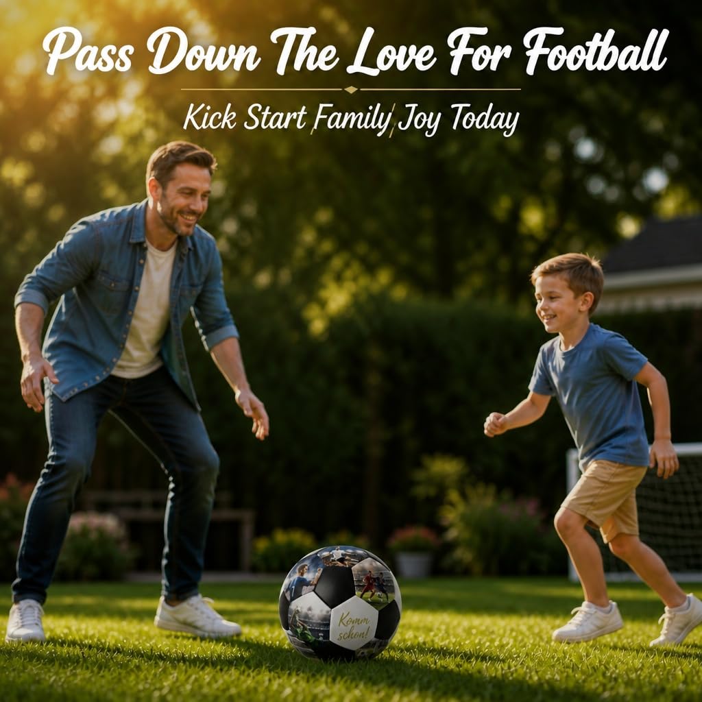Personalisierte Fußball mit Foto & Namen & Text, Fußball Personalisiert mit 5/10/15/20 Bildern, Größe 4 oder 5, Personalisierte Fussball Geschenk für Fußballfans, Sohn, Jungen, Mädchen & Trainer