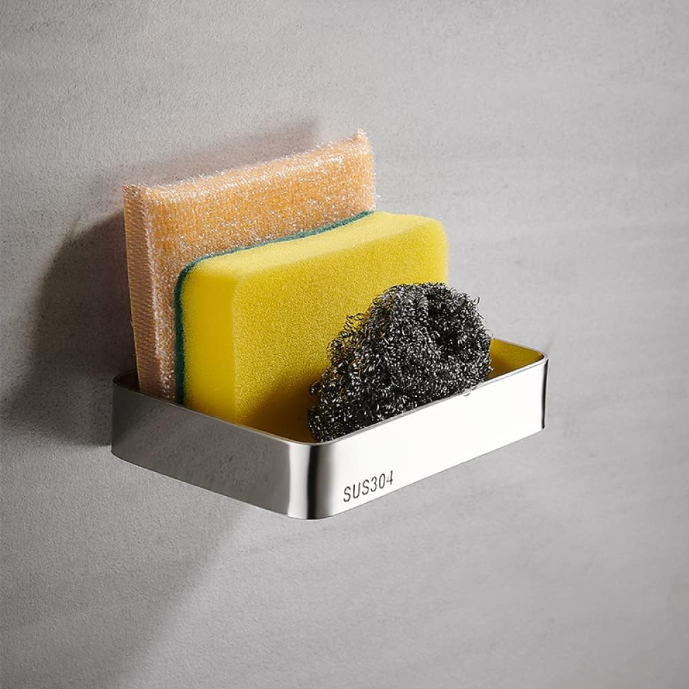 Jaboneras, jaboneras Jaboneras de Acero Inoxidable montadas en la Pared Bandeja de jabón Resistente Caja de jabón for baño Ducha Cocina Encimera Accesorios de baño Plateados (Color : A)
