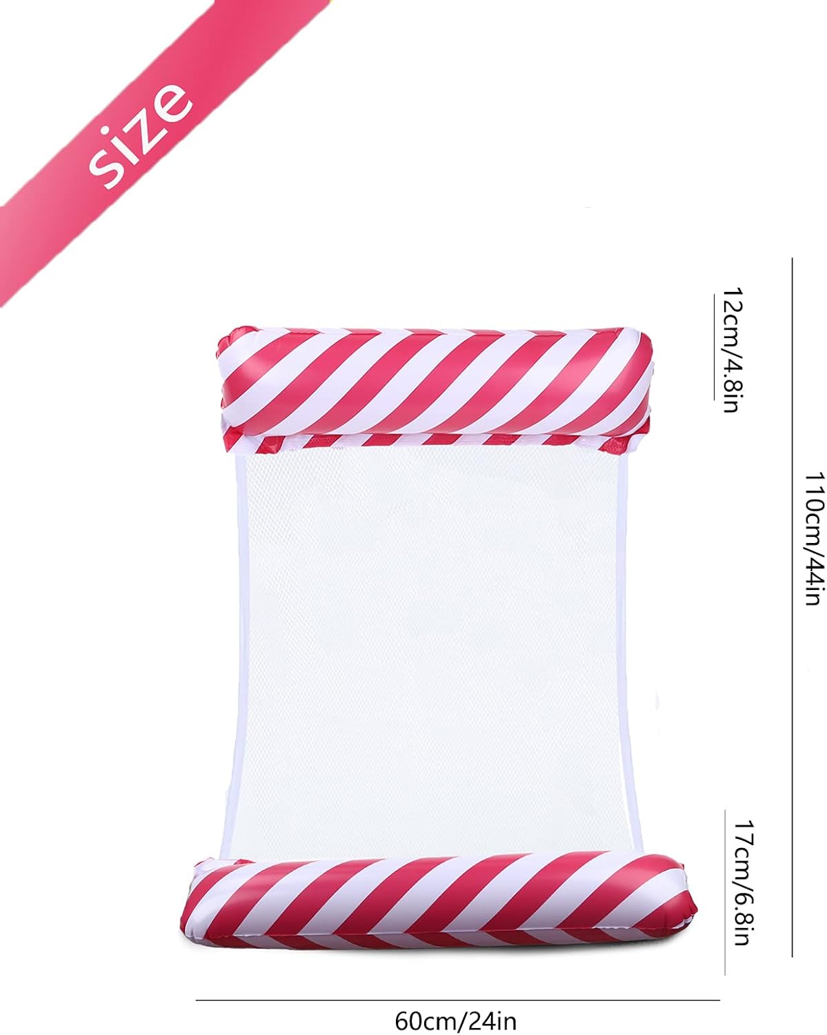 TUXUNQING Inflatable swimming bed, striped inflatable water hammock, air mattress pool, 4-in-1 air mattresses. Suitable for swimming pool adults and children. Inflatable hammock - Image 3