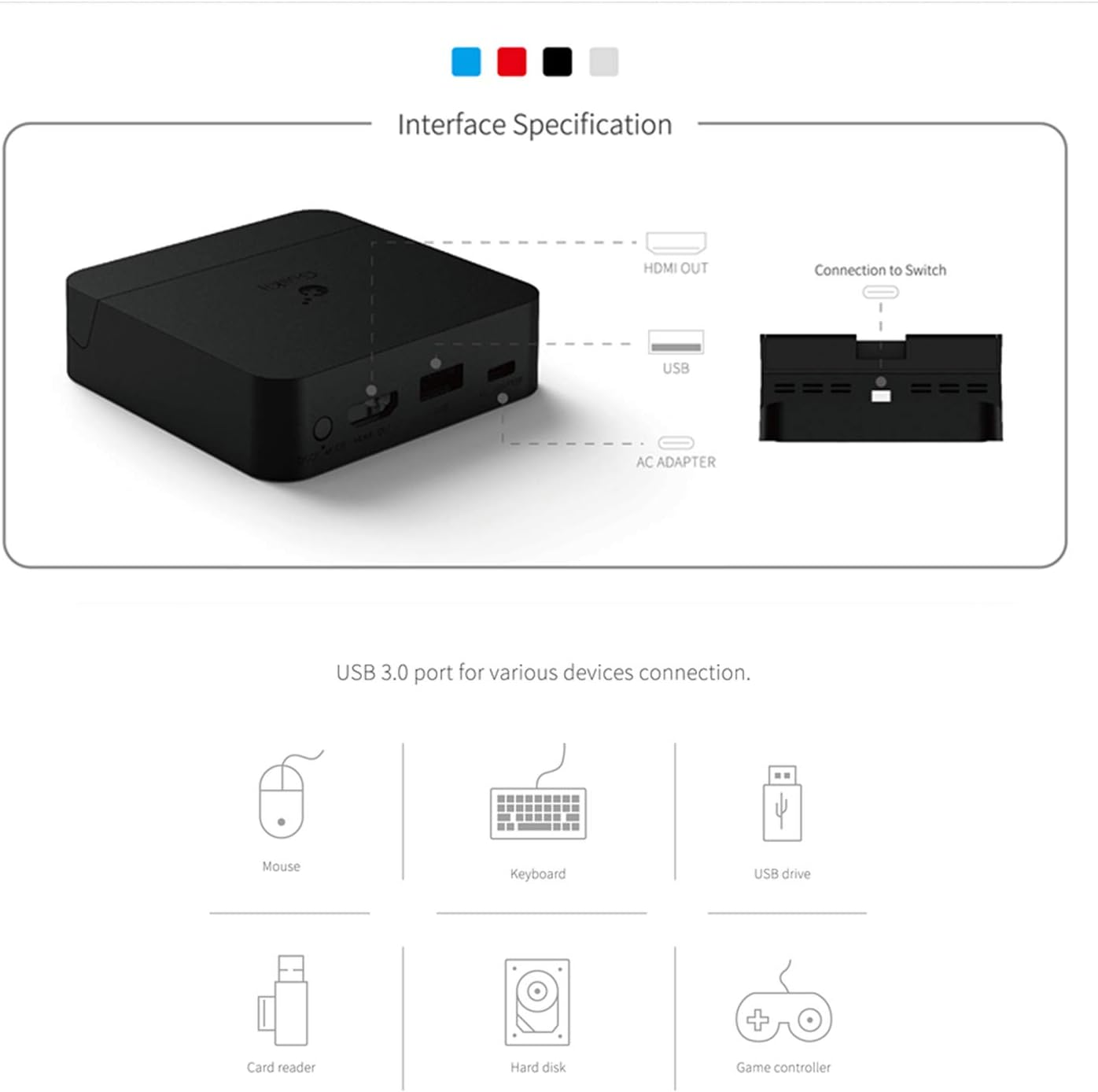 Mcbazel Portable Switch Dock Station Set for NS Switch/Smart Phones Charger Station