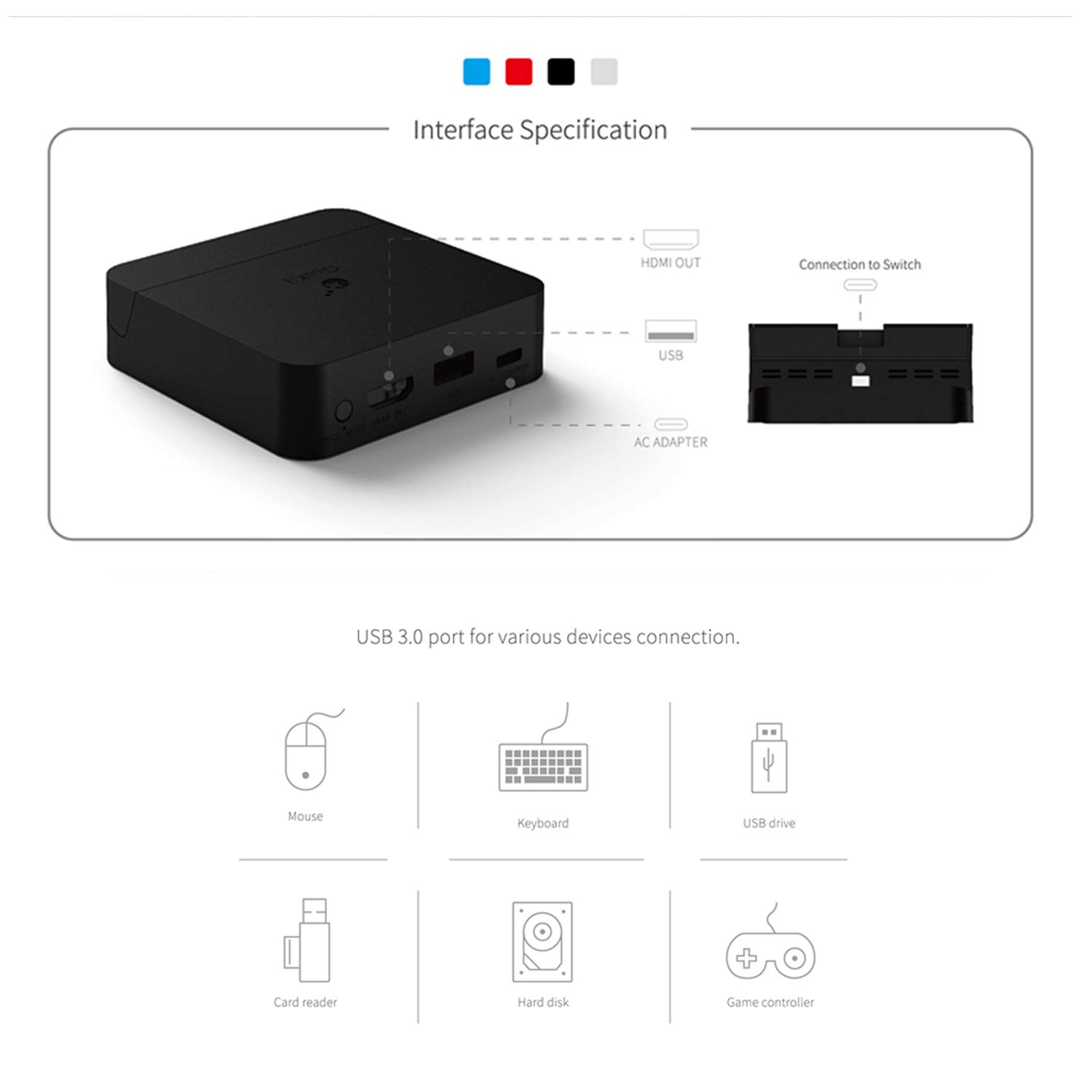 Mcbazel GuliKit Portable Switch Dock Station Set for NS Switch/Smart Phones Charger Station