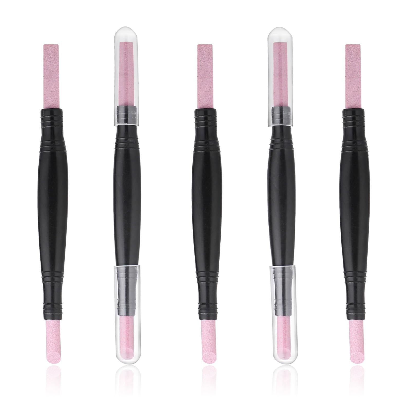 5 Pcs Round Nail File, Double-Headed Nail Polishing Pen Cuticle File Care Set Cuticle Pusher Remover Trimmer Buffer Pen Art Tools Household Beauty Salon Peeling Dead Skin Repairing