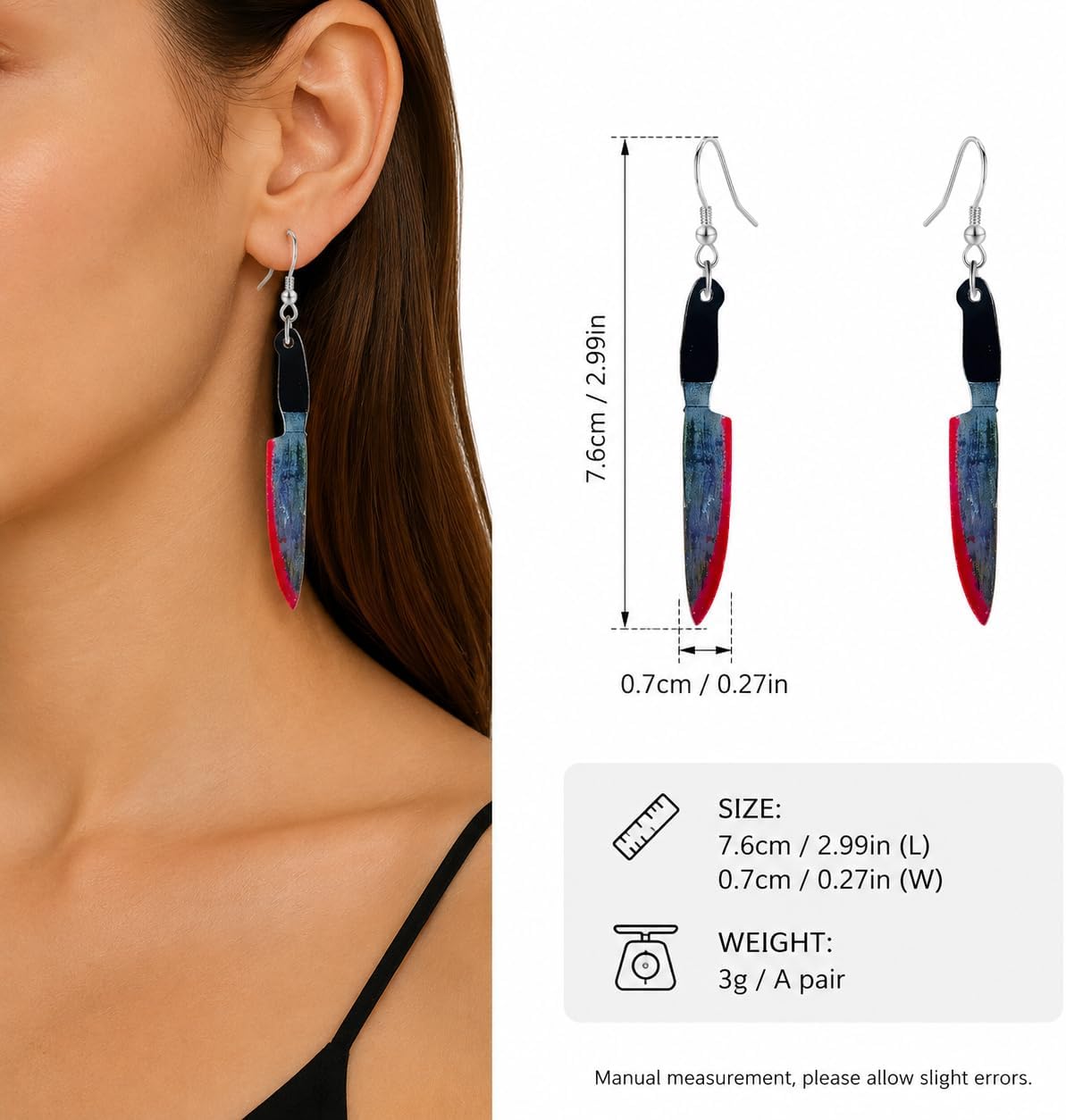 Gothic Punk Halloween Blade Drop Earrings Quirky Jewelry image 5