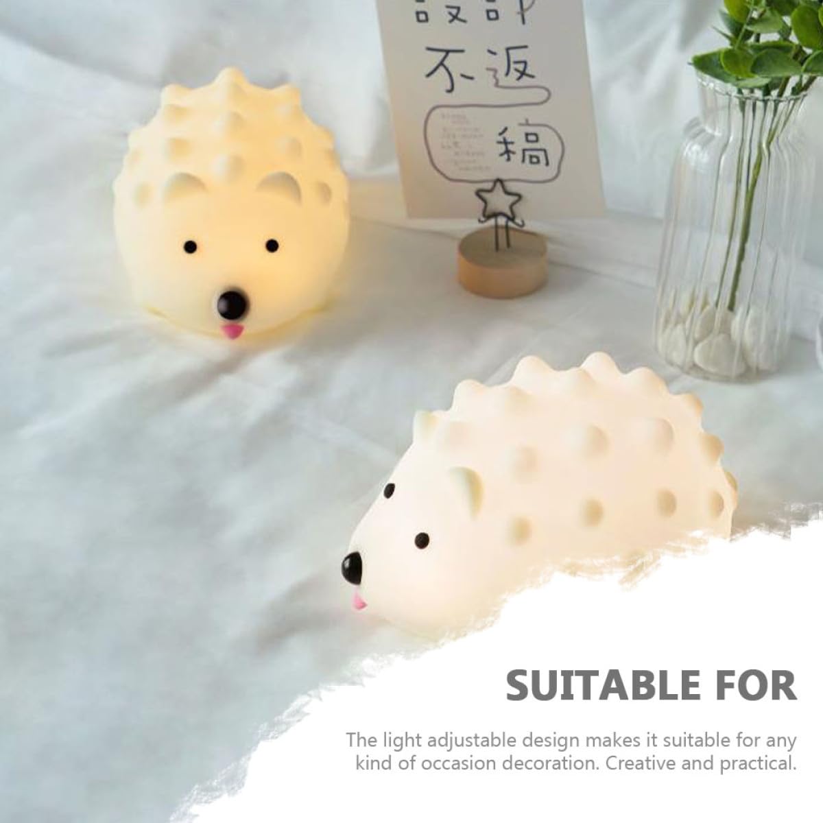 BESPORTBLE Lámpara de Noche USB Sensor Táctil Luz LED Rgb Ajustable Diseño de Erizo de Silicona Suave Lámpara Decorativa para Dormitorio y Habitación Infantil