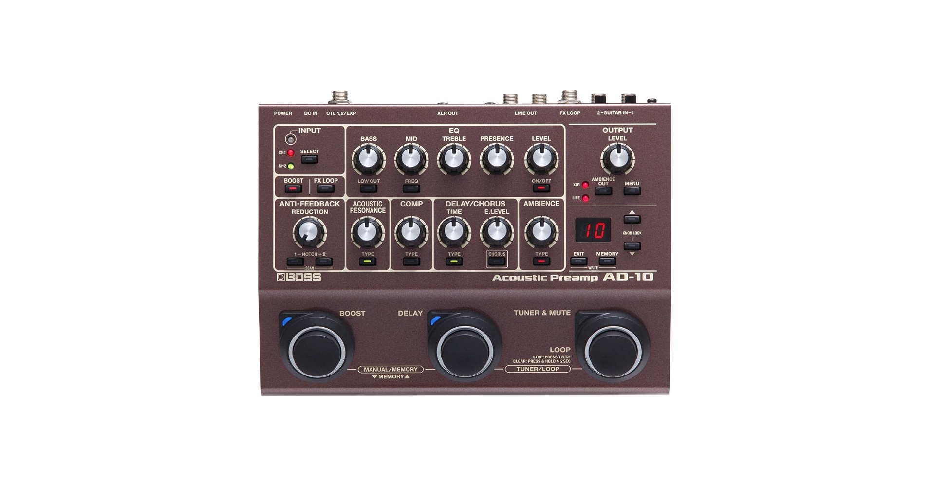 アンプ BOSS AD-10 Acoustic Preamp Boss AD-10 Acoustic Preamp & FX – United States