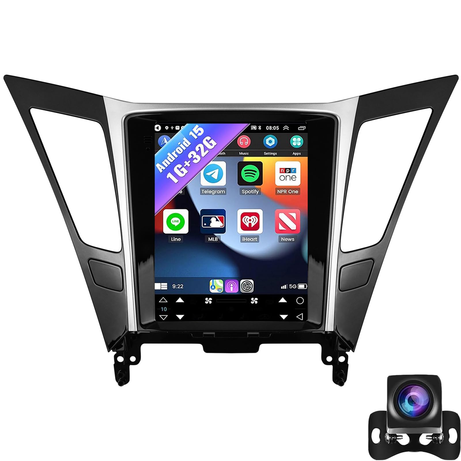 Android Car Stereo Radio For Hyu-ndai Sonata YF 8 2011-2015 CarPlay, 9.7 Inch Touch Screen Android Auto Mirror Link Split Screen Bluetooth FM/RDS GPS WiFi SWC Backup Camera(Color:8-Core 8+128G)