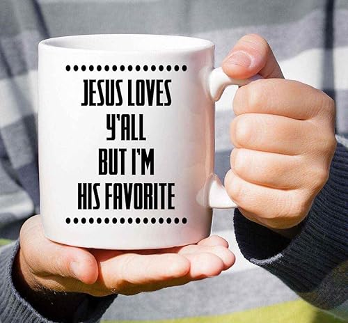 Miniatura 5 de Inspirational Gift Faith-based Gift, for Believers, Worshippers and Followers - Jesus Loves Yall Soft Text on 11 Oz White Ceramic Coffee Mug