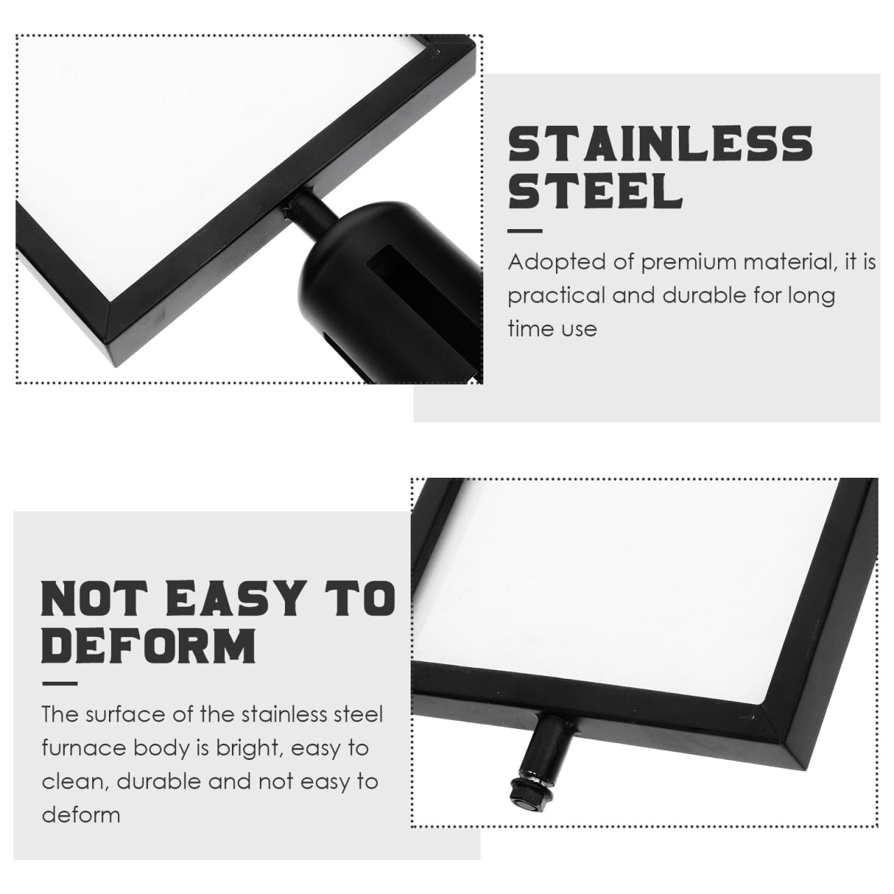 Hemobllo Porte-Affiche A4 Vertical 44x22x2,5 cm – Métal Noir Double Face, Fixation Sans Outils sur Poteau à Sangle Rétractable pour Signalétique Bureau, Aéroport, Magasin
