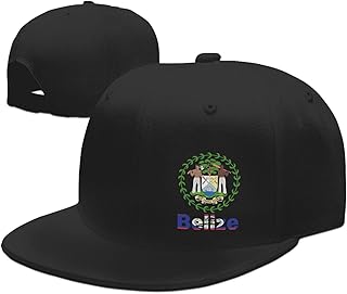 National Emblem Belize Belizean Unisex Adult Fishing Hat Snapback Hip Hop Baseball Cap Adjustable Flat Bill Hats for Street Dance Black
