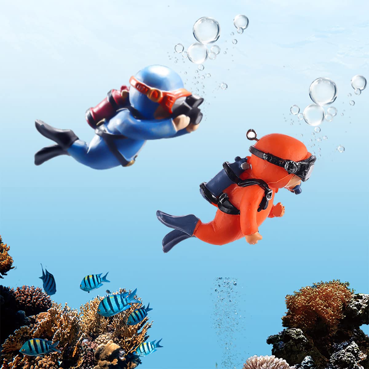 Niedliche Kleine Taucher-Aquarium-Dekoration, Blaue Kleine