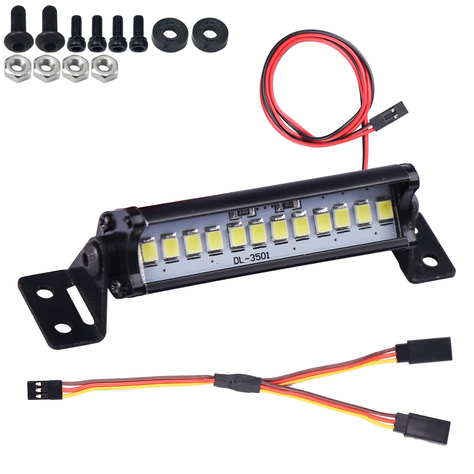 AIMROCK 55mm RC Car Light Bar Roof Lamp Kit w/12LEDs for 1/10 Slash Stampede Rustler TRX-4 SCX10 RC4WD D90