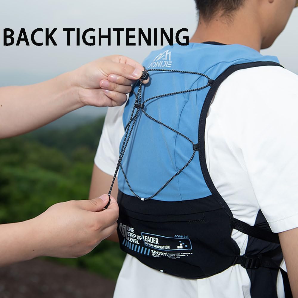YOUGLE Paquete de chaleco de hidratación de 5 l, mochila ligera para correr, senderismo, carreras, maratón (negro + bolsa de 1.5 L)