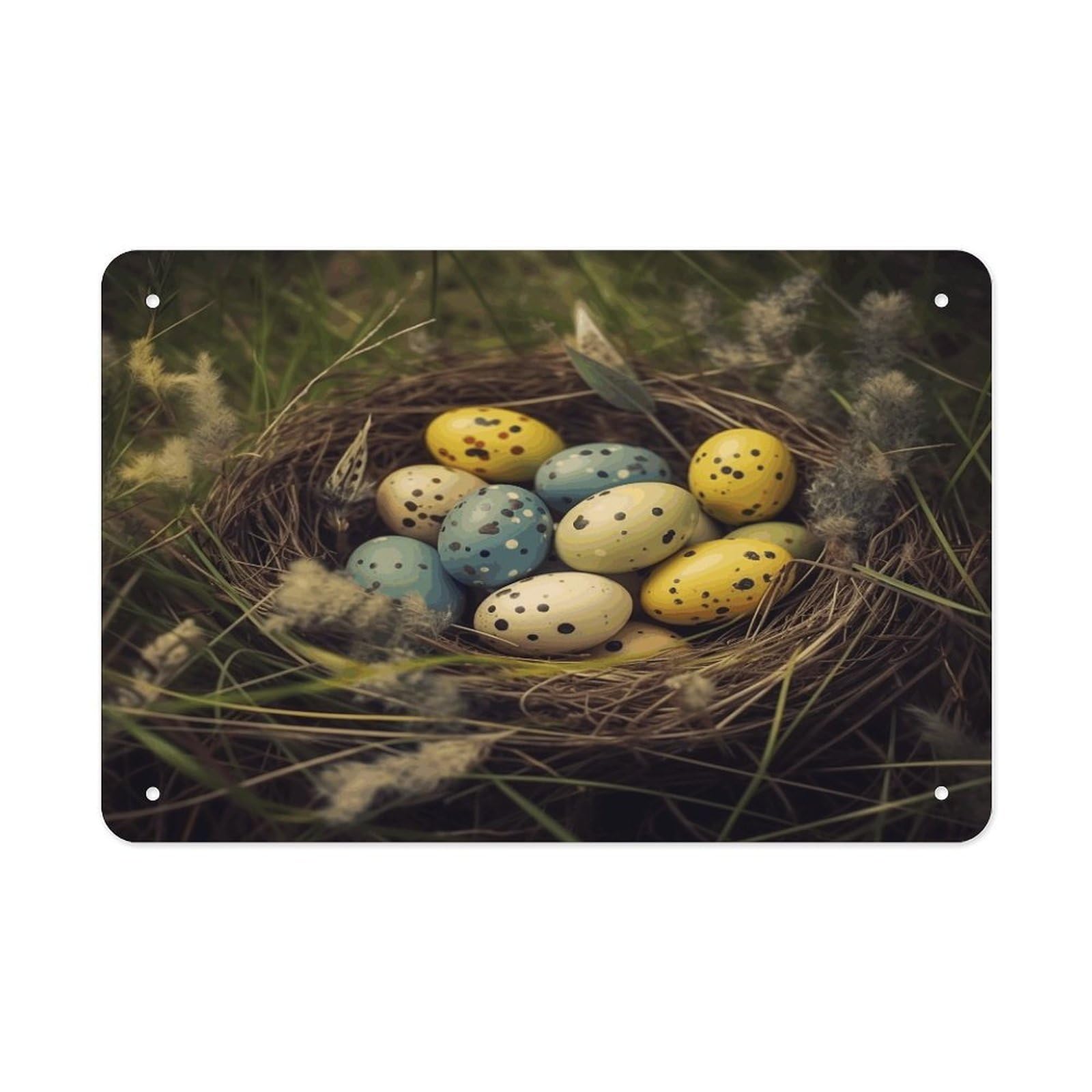 Fodpand Style Eggs In Grass Nest Wall Art Metal Signs Tin Sign