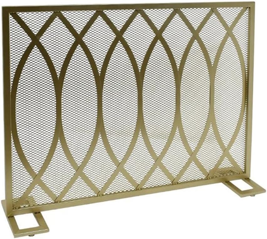Fire Place Screen Fireplace Screen Wrought Iron Fireplace Partition Screen Fence Spark Screen Fence Home Indoor Net Fireplace Screen Gold/Black Decorative Fireplace Screen(Gold)