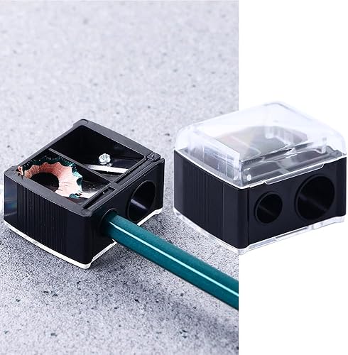 Miniatura 3 de Sacapuntas cosméticos portátiles de doble agujeros, sacapuntas de lápiz de mano multiusos Sacapuntas de maquillaje con tapa