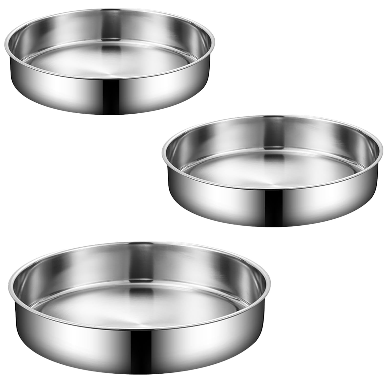 Molde redondo para tartas (3 piezas, acero inoxidable, molde de pastel profundo, para tarta de cumpleaños, tarta de Navidad, 3 tamaños, 22 cm, 24 cm, 26 cm)