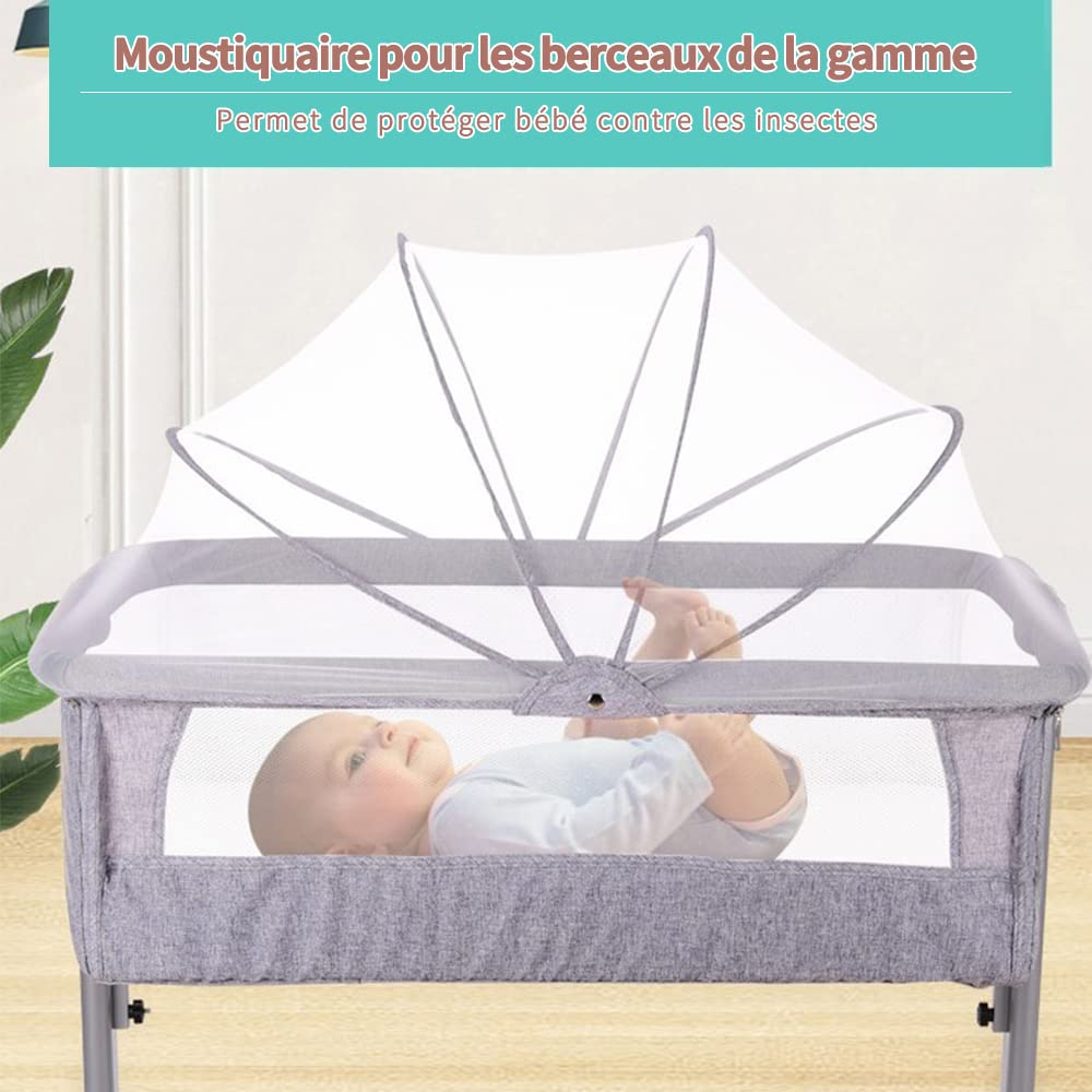 OHMG Culla Neonato Alzabile con Modalità Sonno e Culla, Culla Neonato Fianco Letto con Zanzariera per Neonati da 0 a 36 Mesi, Abbastanza Spazio di Archiviazione, Può Sopportare 50 kg