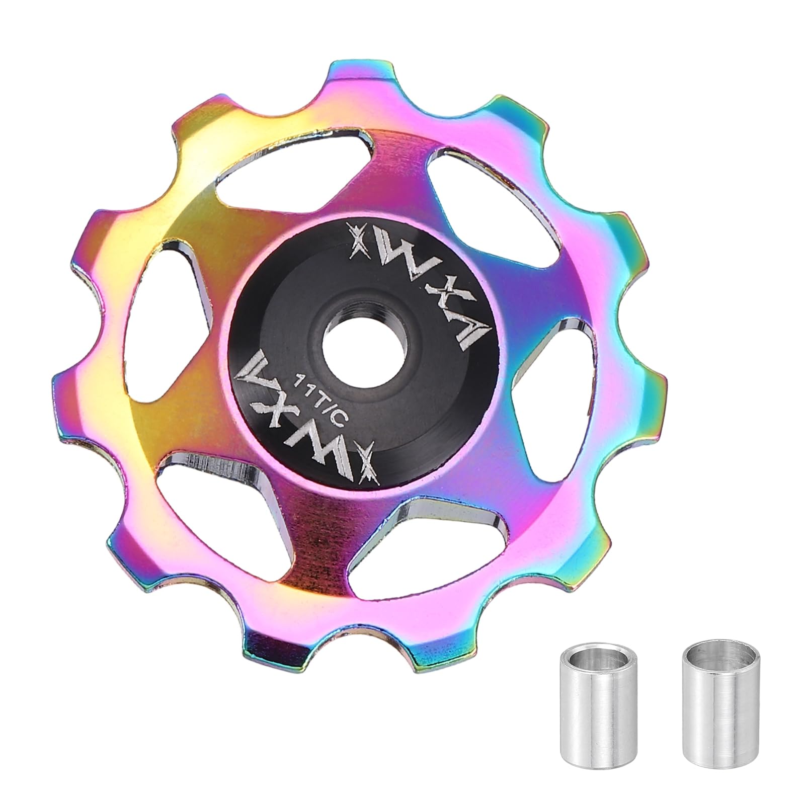 sourcing map 1 Set Bicycle Rear Derailleur Pulley 11T Metal Bearing Wheel Aluminum Alloy Guide Roller Wheels for 8/9/10/11 Speed Transmission System Road Bike Mountain Bike MTB BMX, Colorful — image 1
